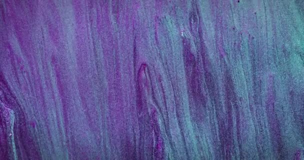 Glitter Fluid Flow Shimmering Texture Fantasy Waterfall Fluorescent Blue Purple — Stockvideo