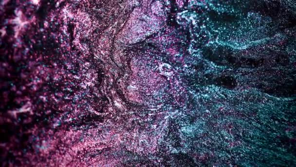 Vertical Video Particles Background Glitter Fluid Sequin Flow Defocused Blue — Stock video