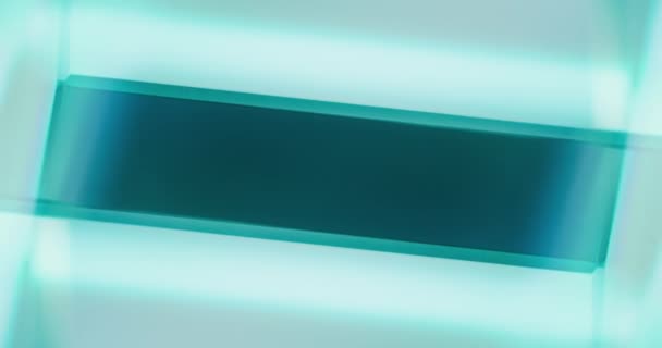Neon Light Reflection Glowing Geometric Background Defocused Verdigris Green Blue — ストック動画