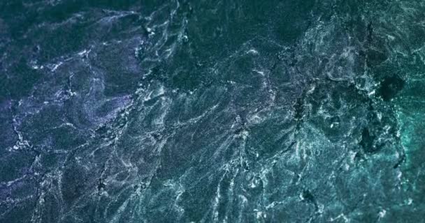 Glitter Bubbles Shiny Fluid Motion Sea Wave Defocused Teal Blue — Vídeo de stock