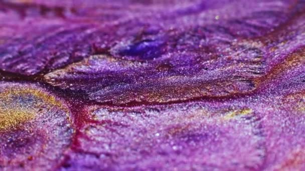Miscela Colorata Arte Fluida Pittura Creativa Flusso Scintillante Lavanda Rosa — Video Stock