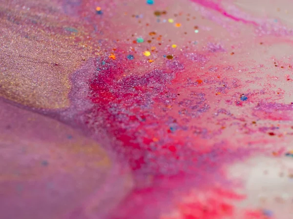 Creative Art Fluid Magic Painting Process Purple Pink Glittered Stream — Stock Photo, Image