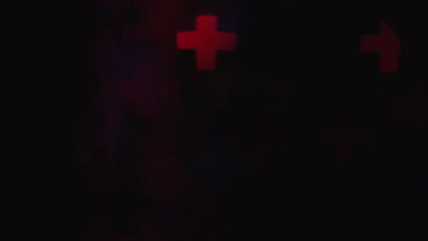 Ambulance Lichten Waas Gloed Overlay Noodsirene Defocused Neon Blauw Rode — Stockvideo