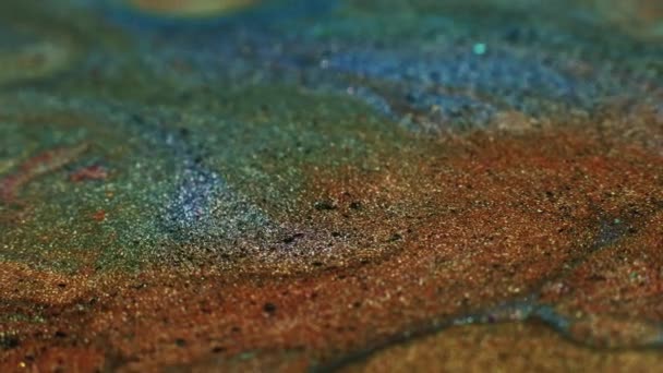 Fluidní Inkousty Vícebarevné Pozadí Třpytu Efekt Hnědého Písku — Stock video
