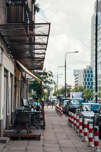 Warsaw Poland June 2022 Street Cafe Landmark View Downtown Architecture — Stock Photo, Image