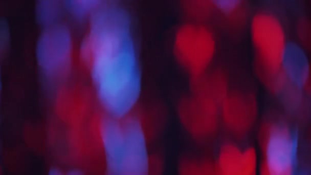 Los Corazones Bokeh Brillan Superposición Romántica Decoración San Valentín Movimiento — Vídeos de Stock