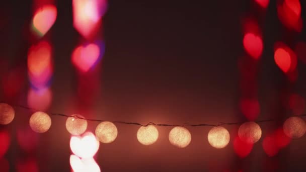 Hintergrund Zum Valentinstag Liebe Licht Romantisches Ornament Gelbe Runde Led — Stockvideo