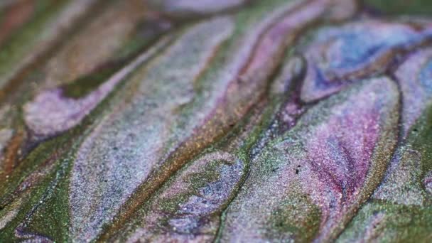 Vloeibare Inkt Meerkleurige Glitter Achtergrond Multicolor Marmer Vloeibare Verf Mengsel — Stockvideo