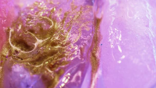 Vloeibare Magie Creatieve Kunst Abstract Schilderen Roze Goud Glitter Vloeibare — Stockvideo