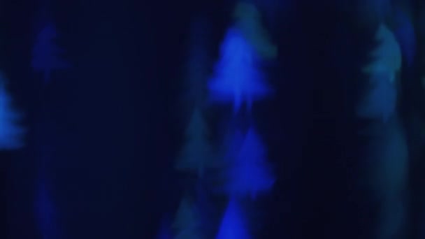 Karácsonyi Takaró Homályos Fenyőfa Minta Ünnepi Dísz Defocused Neon Kék — Stock videók