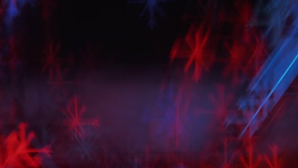 Xmas Overlay Bokeh Snowflakes 추상적 위에서 네온붉은 색밝은 — 비디오