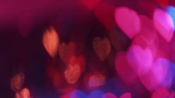 Любовний Фон Неоновий Боке Світиться Прикраса Дня Святого Валентина Розфокусований — стокове відео