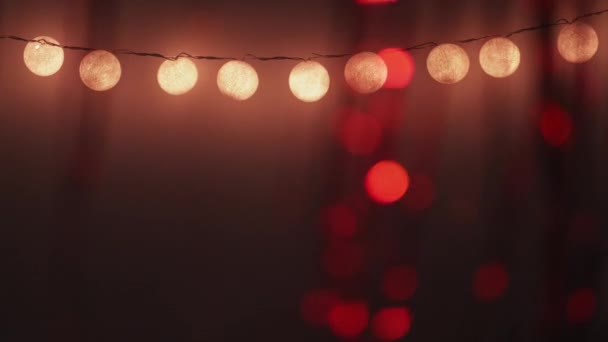 Brilho Festivo Foguete Bokeh Decoração Evento Livre Luz Corda Amarela — Vídeo de Stock