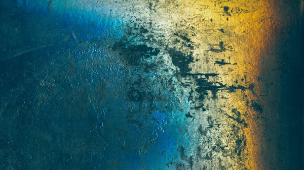 Texture Grunge Parete Intemperie Struttura Calcestruzzo Invecchiato Blu Giallo Nero — Foto Stock