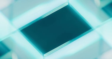 Neon ışıklı arka plan. Floresan çerçeve. Bilimsel kurulum. Odaklanmamış verdigris yeşil cyan mavi renk parlaklık modern soyut kopyalama alanı duvar kağıdı metin için.