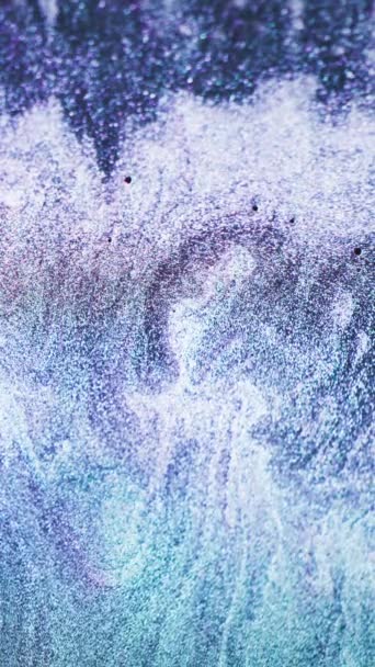 Vertical Video Particles Background Glitter Wave Ocean Foam Iridescent Blue — Vídeos de Stock