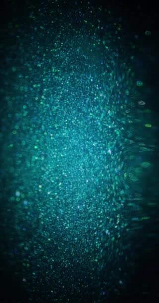 배경을 더듬어 입자들 신호탄 방어적 형광푸른 녹색은 어두운 추상적 오버레이에서 — 비디오