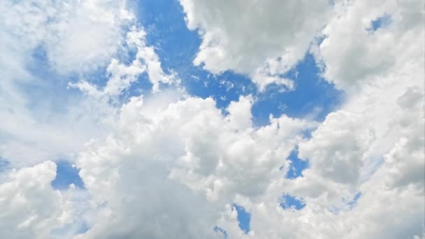 Мечтательное Небо Вид Воздуха Спокойный Ясное Голубое Небо Белыми Пушистыми — стоковое видео