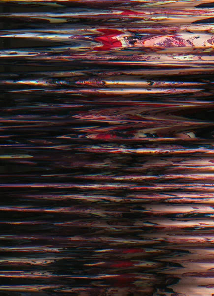 グリッチの背景 歪みのある質感 周波数エラー 赤い紫色の黒い色の振動波の人工物暗い抽象的なイラストのポスター — ストック写真
