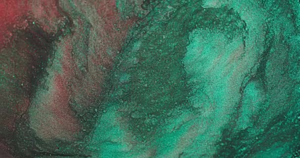 Farbe Flüssigen Abstrakten Hintergrund Malen Sie Wasser Fließen Glitzernde Tinte — Stockvideo