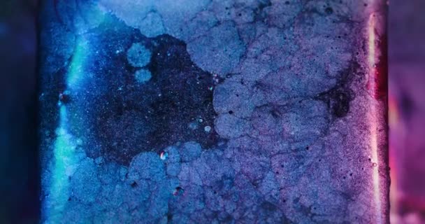 Fluorescerende Abstracte Achtergrond Kleurstof Verf Water Gedeocaliseerde Neon Blauw Roze — Stockvideo