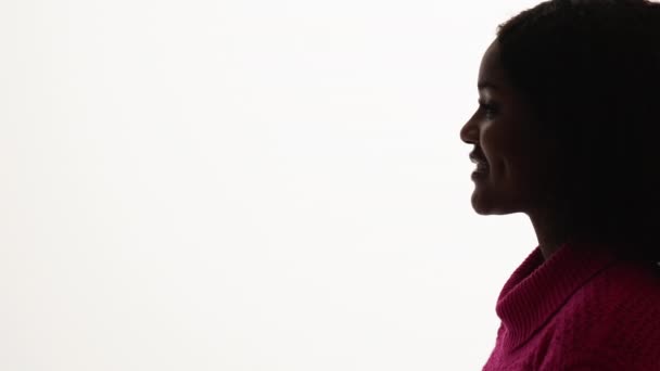 Wanita Yang Bersemangat Potret Profil Latar Belakang Iklan Indah Wanita — Stok Video