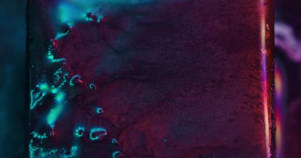 Neonové Barvy Abstraktního Pozadí Tok Tekutin Inkoustová Voda Rozostřený Fluorescenční — Stock video