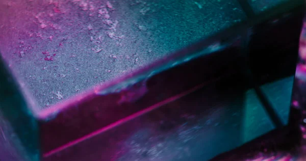Neon Licht Achtergrond Voor Tekst Waas Kleur Gloed Glazen Kubus — Stockfoto