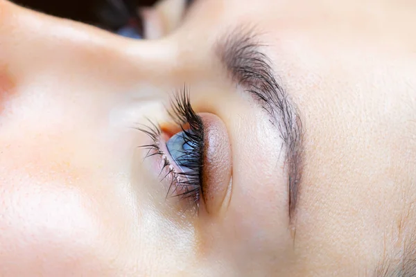 Výsledek Provedení Permanentního Make Upu Očních Víček Řas — Stock fotografie