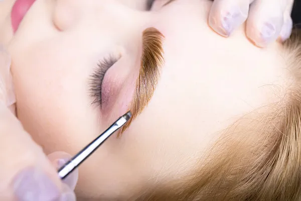 Macro Photography Applied Paint Hairs Eyebrows Model Procedure Long Term — Stock Photo, Image