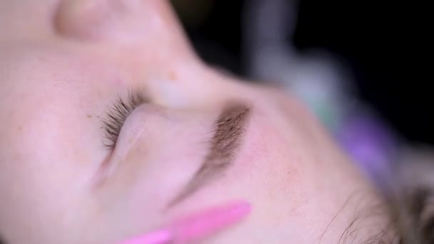 Mistrz Grzebie Włosy Brwi Pędzlem Trwałym Makijażu Brwi — Wideo stockowe
