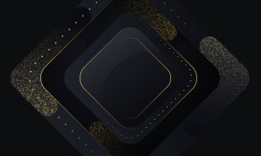 Koyu arkaplanda altın jantlı elmas şekilli elementlerin görüntüsü.