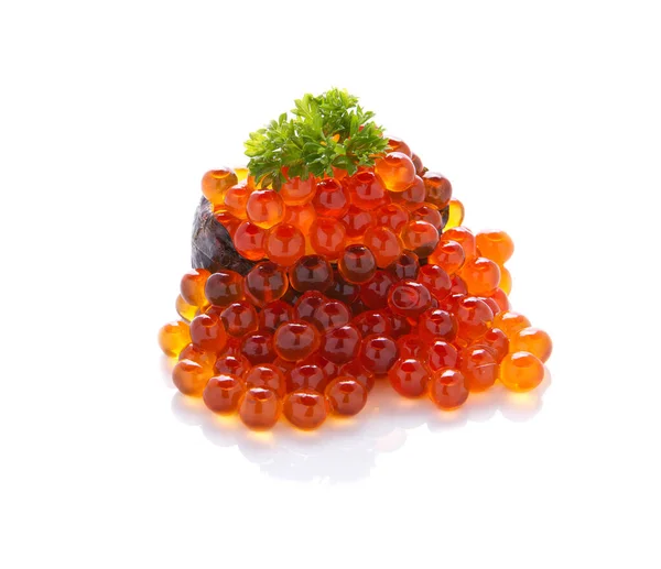 Salmon Roe Sushi Ikura Sushi Túlcsorduló Sushi Fehér Alapon — Stock Fotó