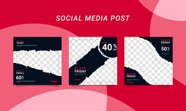 Modern vektör Kara Cuma bayrak koleksiyonu sosyal medya şablonları