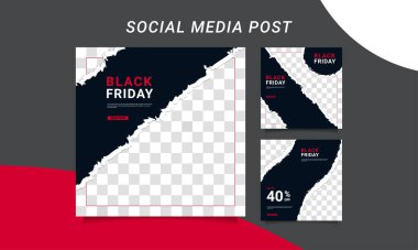 Modern vektör Kara Cuma bayrak koleksiyonu sosyal medya şablonları