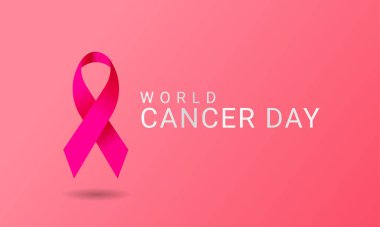 Pembe süslemeli Dünya Kanser Günü arka planı