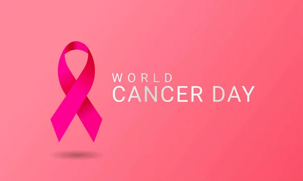 Pembe Süslemeli Dünya Kanser Günü Arka Planı — Stok Vektör