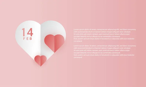 Valentine Themed Background Paper Cut Style — Stockvektor