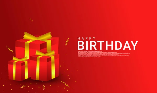 Tarjetas Cumpleaños Felices Rojas Doradas Adecuadas Para Tarjetas Invitación Fondos — Vector de stock