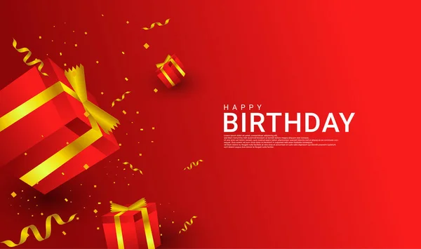 Κάρτες Happy Birthday Κόκκινες Και Χρυσές Κατάλληλες Για Προσκλητήρια Backgrounds — Διανυσματικό Αρχείο