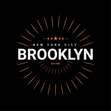 Brooklyn yazı tasarımı, ekran baskısı tişörtleri, giysiler, ceketler ve diğerleri için uygun