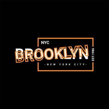 Brooklyn yazı tasarımı, ekran baskısı tişörtleri, giysiler, ceketler ve diğerleri için uygun