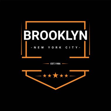 Brooklyn yazı tasarımı, ekran baskısı tişörtleri, giysiler, ceketler ve diğerleri için uygun