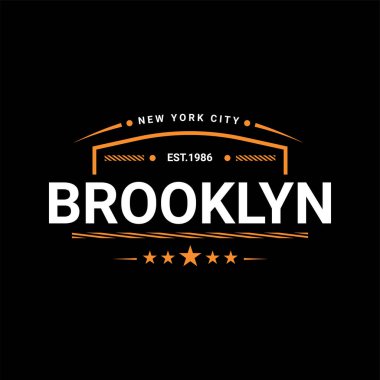 Brooklyn yazı tasarımı, ekran baskısı tişörtleri, giysiler, ceketler ve diğerleri için uygun