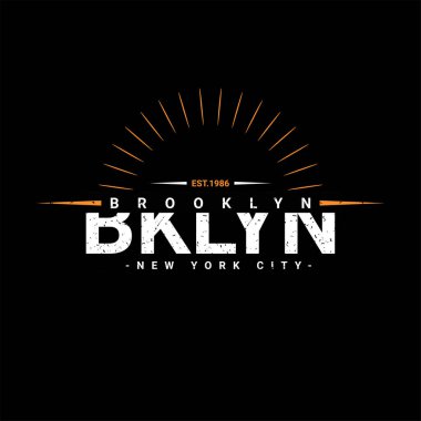 Brooklyn yazı tasarımı, ekran baskısı tişörtleri, giysiler, ceketler ve diğerleri için uygun