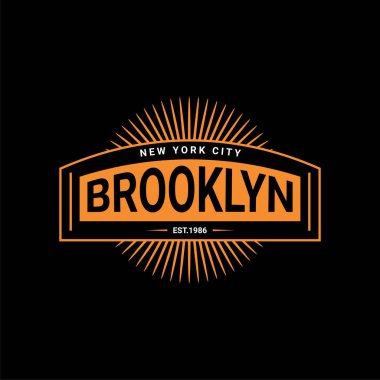 Brooklyn yazı tasarımı, ekran baskısı tişörtleri, giysiler, ceketler ve diğerleri için uygun