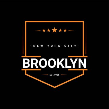 Brooklyn yazı tasarımı, ekran baskısı tişörtleri, giysiler, ceketler ve diğerleri için uygun