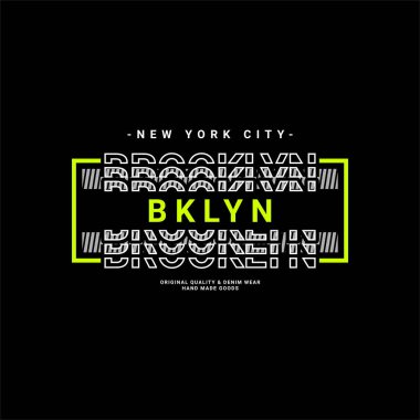 Brooklyn yazı tasarımı, ekran baskısı tişörtleri, giysiler, ceketler ve diğerleri için uygun
