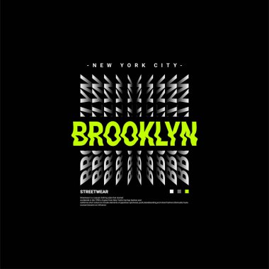 Brooklyn yazı tasarımı, ekran baskısı tişörtleri, giysiler, ceketler ve diğerleri için uygun