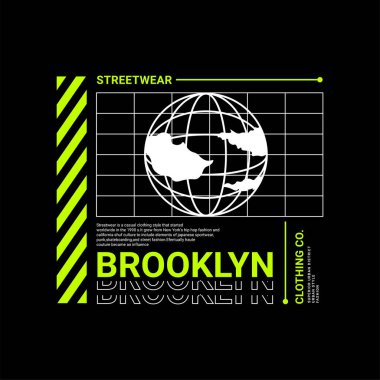 Brooklyn yazı tasarımı, ekran baskısı tişörtleri, giysiler, ceketler ve diğerleri için uygun